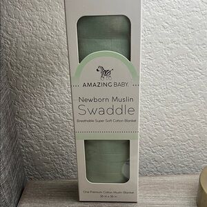 Green Newborn Muslin Swaddle